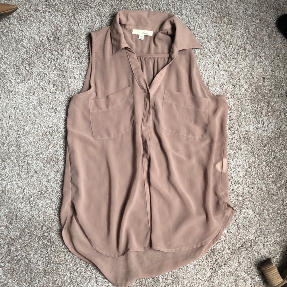 Lush brand beige button up blouse